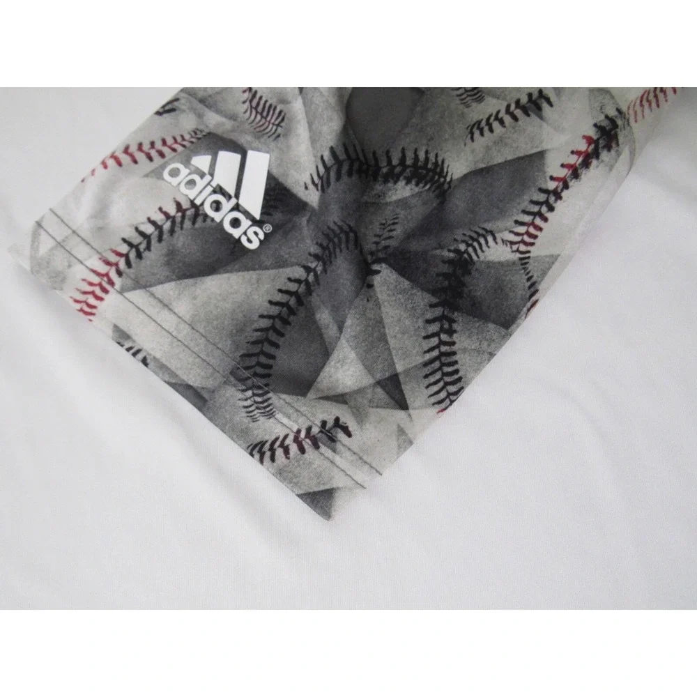 Adidas 3/4 Sleeve White Gray Baseball Poly Stretch Activewear Novelty Sz XL‎